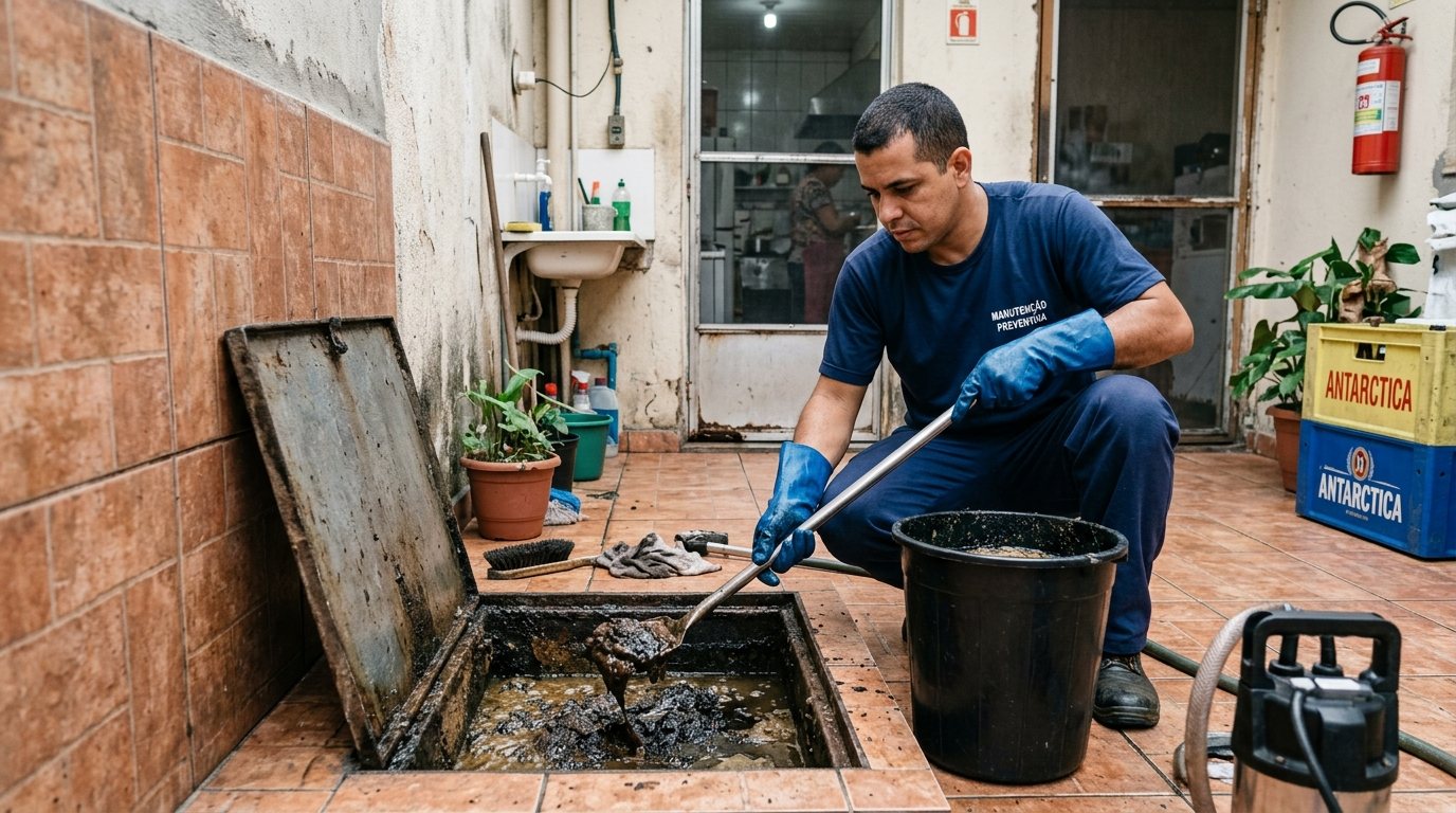 Limpeza de Caixa de Gordura com Equipe em Montes Claros‑MG